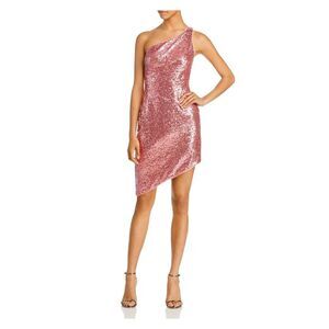 NWT AQUA FORMAL Womens Pink Asymmetrical Hem Lined Sleeveless Body Con Dress S